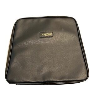 Lancome Paris Large Black Square Cosmetic Makeup Travel Bag TRAIN CASE.